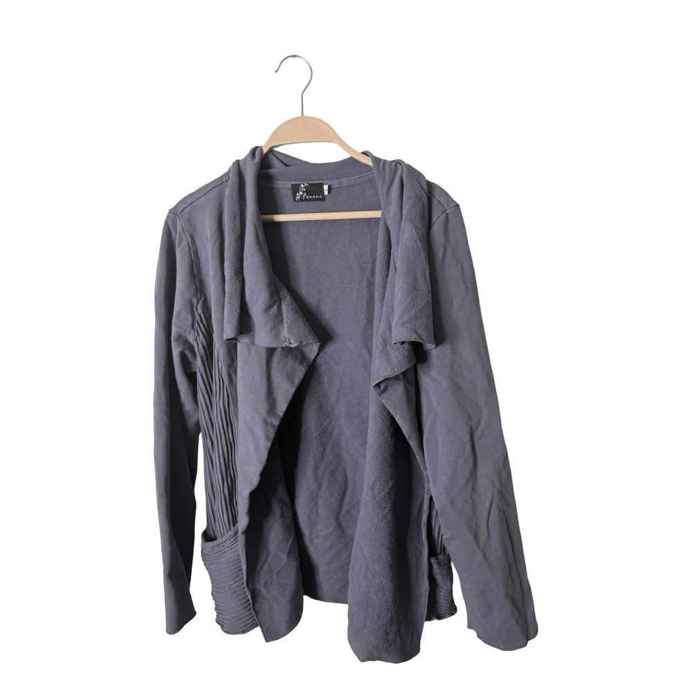 Fenini purple Cotton‎ Cardigan Cover-Up Sz L Pockets Lagenlook Art To Wear